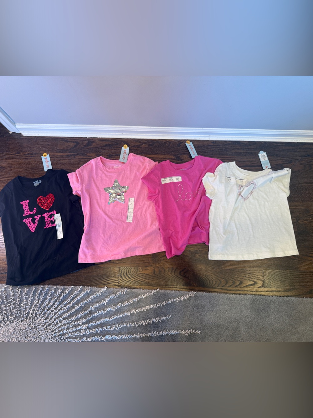 Cat & Jack Girls Short Sleeve Tee Lot - Black, Light Pink, Hot Pink, White